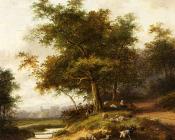 Morel Jan Evert A Shepherdess And Her Flock At Rest - 保尔·摩利斯